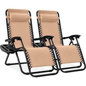 Adjustable Zero Gravity Lounge Chair Set - Beige