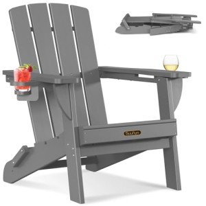 SUUNYN Folding Adirondack Chair with Cup Holders