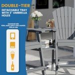 FOOWIN Tall Adirondack Chairs Set with Tray - Grey