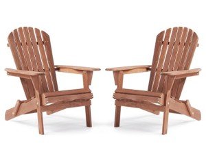 Set of 2 Wooden Folding Adirondack Chairs