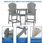 FOOWIN Tall Adirondack Chairs Set with Tray - Grey