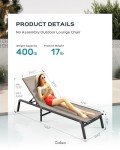 Adjustable Aluminum Chaise Lounge Chair for Outdoors