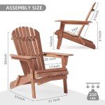 Set of 2 Wooden Folding Adirondack Chairs