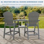 FOOWIN Tall Adirondack Chairs Set with Tray - Grey