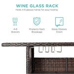 Outdoor Wicker Bar Counter Table with 2 Shelves