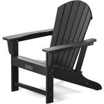 SERWALL Black Adirondack Chair for Outdoor Relaxation