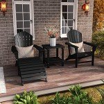 SERWALL Black Adirondack Chair for Outdoor Relaxation