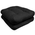 Comfortable Black Patio Chair Cushions, 2-Pack