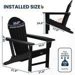 SERWALL Black Adirondack Chair for Outdoor Relaxation