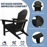 SERWALL Black Adirondack Chair for Outdoor Relaxation