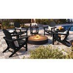 SERWALL Black Adirondack Chair for Outdoor Relaxation