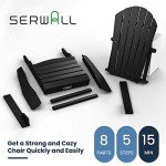 SERWALL Black Adirondack Chair for Outdoor Relaxation
