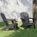 Set of 2 Black Adirondack Chairs for Outdoors