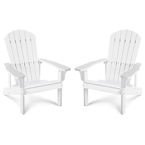 Set of 2 All-Weather Adirondack Chairs - White