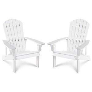 Set of 2 All-Weather Adirondack Chairs - White