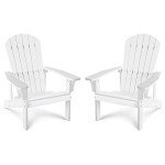 Set of 2 All-Weather Adirondack Chairs - White