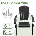 Set of 2 Black Adirondack Chairs for Outdoors