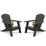 Set of 2 Black Adirondack Chairs for Outdoors