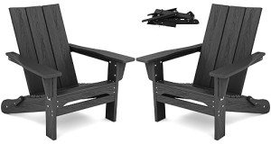 Modern Black Folding Adirondack Chair Set of 2