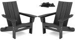 Modern Black Folding Adirondack Chair Set of 2