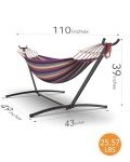 EveryFun Double Hammock with Steel Stand - Rainbow