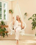 Greenstell Macrame Hammock Chair with Cushion, White