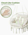 Greenstell Macrame Hammock Chair with Cushion, White