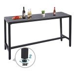 Patio Bar Table with Weatherproof Steel Frame