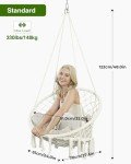 Greenstell Macrame Hammock Chair with Cushion, White