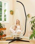 Greenstell Macrame Hammock Chair with Cushion, White