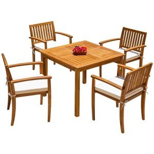Flamaker 5-Piece Acacia Wood Patio Dining Set