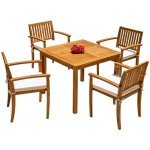 Flamaker 5-Piece Acacia Wood Patio Dining Set