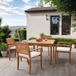 Flamaker 5-Piece Acacia Wood Patio Dining Set