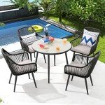 5-Piece All-Weather Patio Dining Set with Umbrella Hole