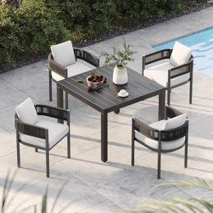 5-Piece Expandable Outdoor Dining Set for 4-6