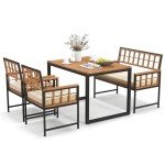 Acacia Wood 4-Piece Patio Dining Set