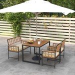 Acacia Wood 4-Piece Patio Dining Set
