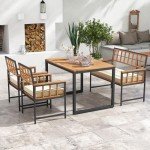 Acacia Wood 4-Piece Patio Dining Set