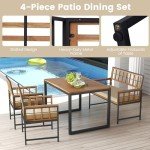 Acacia Wood 4-Piece Patio Dining Set