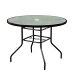 Round Steel Dining Table with Waterwave Glass Top