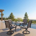 Round Patio Dining Table with Adjustable Umbrella Hole