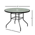 Round Steel Dining Table with Waterwave Glass Top