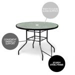 Round Steel Dining Table with Waterwave Glass Top