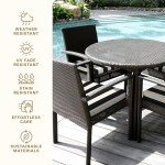 Black & Ivory Honeycomb Dining Patio Cushion Set