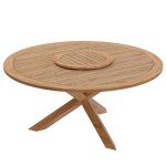 63" Round Teak Wood Outdoor Dining Table