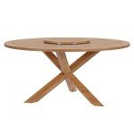 63" Round Teak Wood Outdoor Dining Table