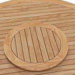 63" Round Teak Wood Outdoor Dining Table