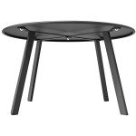 Black Round Steel Patio Coffee Table for Outdoors