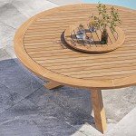 63" Round Teak Wood Outdoor Dining Table