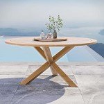 63" Round Teak Wood Outdoor Dining Table